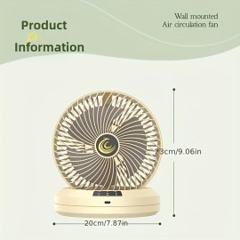 Portable USB Rechargeable Desktop Fan with Adjustable Wind Speed & 3-Speed Adjustable Fan - Wall-Mountable for Home, Office, Kitchen, Bathroom, Outdoor Camping - Sleek White & Black Design, Versatile Airflow, Modern Aesthetic, Durable Construction