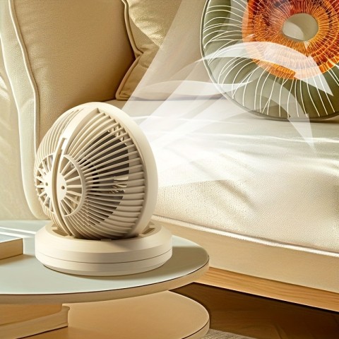 Portable USB Rechargeable Desktop Fan with Adjustable Wind Speed & 3-Speed Adjustable Fan - Wall-Mountable for Home, Office, Kitchen, Bathroom, Outdoor Camping - Sleek White & Black Design, Versatile Airflow, Modern Aesthetic, Durable Construction