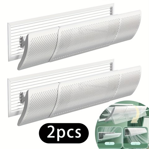 [2pcs Air Deflector] 2pcs Vertical Air Deflector Baffles with Hooks | Stylish White Plastic Design for Home & Office, Prevents Direct Blowing Air, Easy Installation, Modern Aesthetic, Sleek Finish