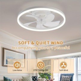 Modern embedded bladeless ceiling fan, 19.7-inch with light and remote control, dimmable 6-speed thin ceiling fan, 3000K-6500KLED fan light, suitable for bedrooms, dining rooms, and living rooms, Dining Room Fan, Home Air Circulation, Sleek Ceiling Fixture, Contemporary Lighting, Energyefficient Fan, Quiet Operation, Dimmable Lighting, Remotecontrolled Fan, Interior Designers, Home Decorators, Low Profile Ceiling Fan With Light, Ceiling Fan With Light And Remote Control,