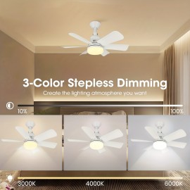 1 Set 20-Inch Modern White Ceiling Fan Light with Remote Control, 3-Speed Wind and Dimmable LED, Switchable Color Temperature, Energy-Efficient Design