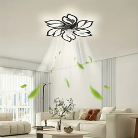 [Modern Ceiling Fan] Modern 1pc Recessed Ceiling Fan with LED Lights | 3-Color Lighting, Minimalist Design, Perfect for Living Room, Bedroom, Kitchen, Office Buildings, Cafe, Restaurants, Hotels - Hardwired, Includes Installation Hardware