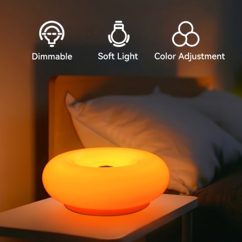 Orange Donut Table Lamp, Adjustable Brightness, USB Powered And Rechargeable, Touch Control, Perfect for Decorating Nightstands, Desks, Living Rooms, Bedrooms, And Home Offices.Cordless Table, Bedside Lamp, Eye Caring Dimmable LED Touch Nightlights