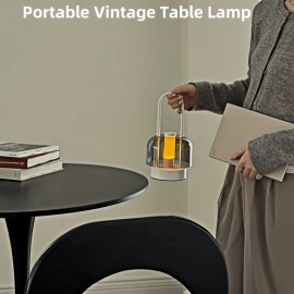 [Vintage Table Lamp] Vintage Table Lamp with Touch Control, USB-Powered Cordless Desk Light, Dimmable Bedside Lighting with Warm White/Neutral/cool Daylight, Portable Vintage Lighting for Living Room, Office, Bedroom - Ideal Gift for Christmas, Valentine's, Housewarming - Compatible with USB-Ports (No Adapter Needed), Classic Decor, Highquality Build, Office Workers