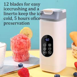 Portable USB Rechargeable Mini Blender And Juicer with a New Ice Cube Insulation Feature, 3 Modes, Digital Display, 12 Blades, 15.22 Ounces, Easy to Clean, Perfect for Travel - Enjoy Refreshing Juice Anytime, Anywhere!
