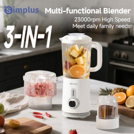 [Simplus Food Processor] Simplus Food Processor, Juicer, Dry Grinder, Ice Crusher, Includes 3 Cups, Stainless Steel Blades, for Meat Grinding, Vegetable and Fruit Juicing, Smoothies, Bean Grinding, Designed for Home Use, Food Preparation, Juicing Machine, Versatile Appliance, Compact Design, Durable Construction, Highspeed Motor, Multicup Blender, Grinding Machine, Smoothie Lovers, Cooking Hobbyists