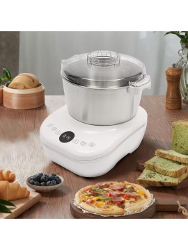 1.32gal Electric Dough Mixer Machine White Modern Design 200W Flour Kneading Appliance For Pizza, Bread, And Pastry Commercial And Home Use US Standard Plug, Digital Touch Control, 304 Stainless Steel & Silicone Construction