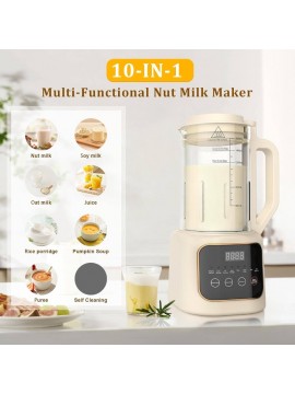 54oz 8-in-1 Automatic Nut Milk Maker Machine with 20-Blade System, Delay Start, Keep Warm & Auto Clean - Heavy-Duty for making Homemade Plant-Based Milk, Yogurt, Oat/So Coconut Chowder, Almond/Soymilk - All-in-One Blender for Healthy Drinks &