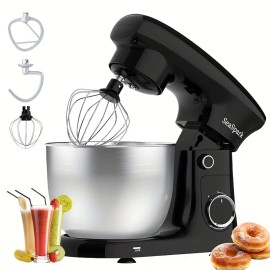 1pc Kitchen Stand Mixer, 3-IN-1 10-speed Tilting Mixer With Pulse Button, Including 5.5QT Stainless Steel Bowl, Dough Hook, Mixer, Egg Mixer, Spatula-Black