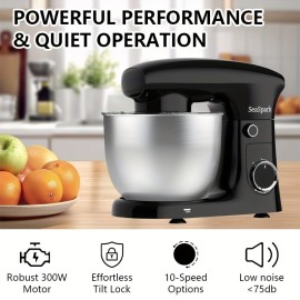 1pc Kitchen Stand Mixer, 3-IN-1 10-speed Tilting Mixer With Pulse Button, Including 5.5QT Stainless Steel Bowl, Dough Hook, Mixer, Egg Mixer, Spatula-Black