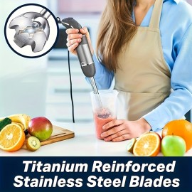 5-in-1 Handheld Blender, Hand Blender with Copper Motor and Stainless Steel Blades, Mixing Cup, Food Processor, Multifunctional Blender, Milk Frother, US Plug, Perfect for Smoothies, Purees, and More, Kitchen Blender, Puree Blender, Smoothie Maker