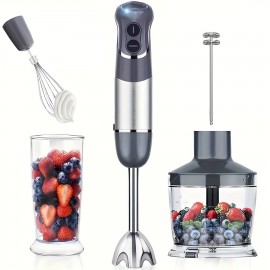 5-in-1 Handheld Blender, Hand Blender with Copper Motor and Stainless Steel Blades, Mixing Cup, Food Processor, Multifunctional Blender, Milk Frother, US Plug, Perfect for Smoothies, Purees, and More, Kitchen Blender, Puree Blender, Smoothie Maker