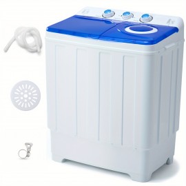 28lbs Capacity Portable Washing Machine Twin Tub - Compact Washer And Spinner Dryer Combo With Drain Pump - Semi Automatic Washing Machine For Apartments, Dorms, RVs, Camping