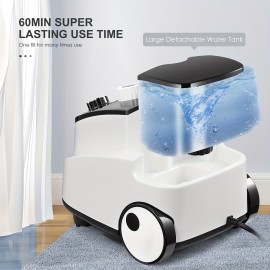 2-in-1 Standing Garment Steamer with Built-in Hanger | 30s Fast Heat-Up | 90min Continuous Steaming | Large Detachable Water Tank, Fabric Brush & Easy Mobility, by Yabano