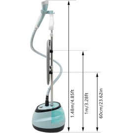 Professional 1350W Standing Garment Steamer with Ironing Board & Hanger - 45-Second Wrinkle Remover, 54.1oz Large Steam Iron for Clothes, Adjustable Height (Up to 4.85ft), Heavy-Duty Corded Steam System ( Plug, 110V)