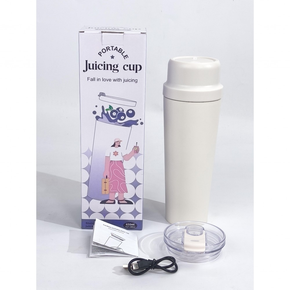 Portable Gradient Color 304 Stainless Steel Juicer Cup, Long-Lasting Temperature Lock for Hot & Cold, Powerful Ice Crushing, Wireless Portable 21.98oz, Large Capacity for Smooth Drinking, 20 Blades, USB Charging, for Snow Slush, Milkshakes & Iced