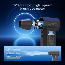 Multifunctional Portable Cooling Fan, High-Speed Turbojet Fan - 4-Speed Adjustable, Includes multiple accessories, digital battery indicator, USB-C Rechargeable - Suitable for Personal Cooling, Car Snow Removal, Dust Blowing, and Vehicle Cleaning., Fan with Cooling Effect, Rechargeable Handheld Fan, Waist Cooling Fan, Compact Design, Efficient Airflow, Durable Construction, Outdoor Enthusiasts, Office Workers