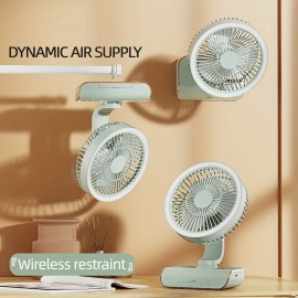 Sleek High-End Intelligent Desktop Fan with Multifunctional Lamp, Wall-Mountable & Hanging Design, Remote-Controlled Oscillation, Quiet Operation at Low Noise Levels, USB Rechargeable, Lithium Battery, Ideal for Various Settings, Standing Fa