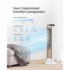 Portable Evaporative Tower Fan Cooler with Cooling Packs - 80° Oscillation, 3 Speeds/4 Modes, 12H Timer & 20ft Remote Control, for /Office Air Cooler, No Required (Compatible with Cooling Packs)