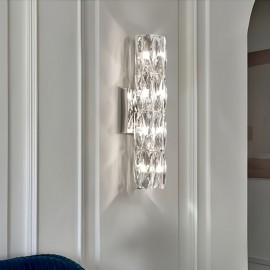 [Modern Minimalist LED] Modern Minimalist LED Wall Light | 3-Color Dimmable, Stainless Steel & Crystal Sconce, Semi-Flush Mount for Bedroom, Hallway, Bedside, Hardwired 110-240V, No Battery, Easy Installation, Contemporary Lighting, Sleek Metallic Finish, Wall Light For Living Room, Bedroom, Modern, Crystal Wall Light, Wall Lamp, Room Lamp, Indoor Wall Sconce