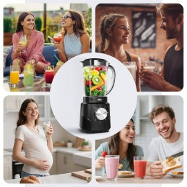 800W 6-Speed Heavy-Duty Blender with 10-Blade System & Cup - 50oz/1.5L Large Capacity, Non-Slip Base & Easy-Pour Spout, operation (Power Source: Not Included) for Smoothies, Ice Crushing, Puree - Countertop Blenders for