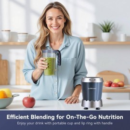 Personal Size 1000W /Plug-in Smoothie Blender Pro with 24oz to-Go Cup - High-Speed Blender for Smoothies, Protein Shakes, Food Prep, Portable Blending Machine, Compatible with /Outlet Power (Gray)