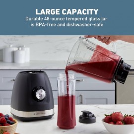 Blender with 48 - Ounce Blending Jar and 20 - Ounce Travel Cup, Compact Design with Dial Control, 700 - Watts, Black, Fruit Blender Portable, Smoothie Maker, Kitchen Appliance, Sleek Kitchen Gadget, Spacesaving Appliance, Easytoclean Jar