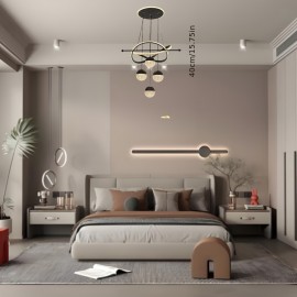 [4-Ball LED Pendant Light] Gorgeous, Elegant, High-End, Modern, Simple, Light Luxury, 4-Ball LED Base, Luminous Ring, Adjustable Suspension Line, Electroplating Process, Suitable for Living Room, Bedroom, Study, Corridor, Dining Room, Corridor, Bar, Pendant Light, Hanging Pendant Light, Indoor Pendant Light